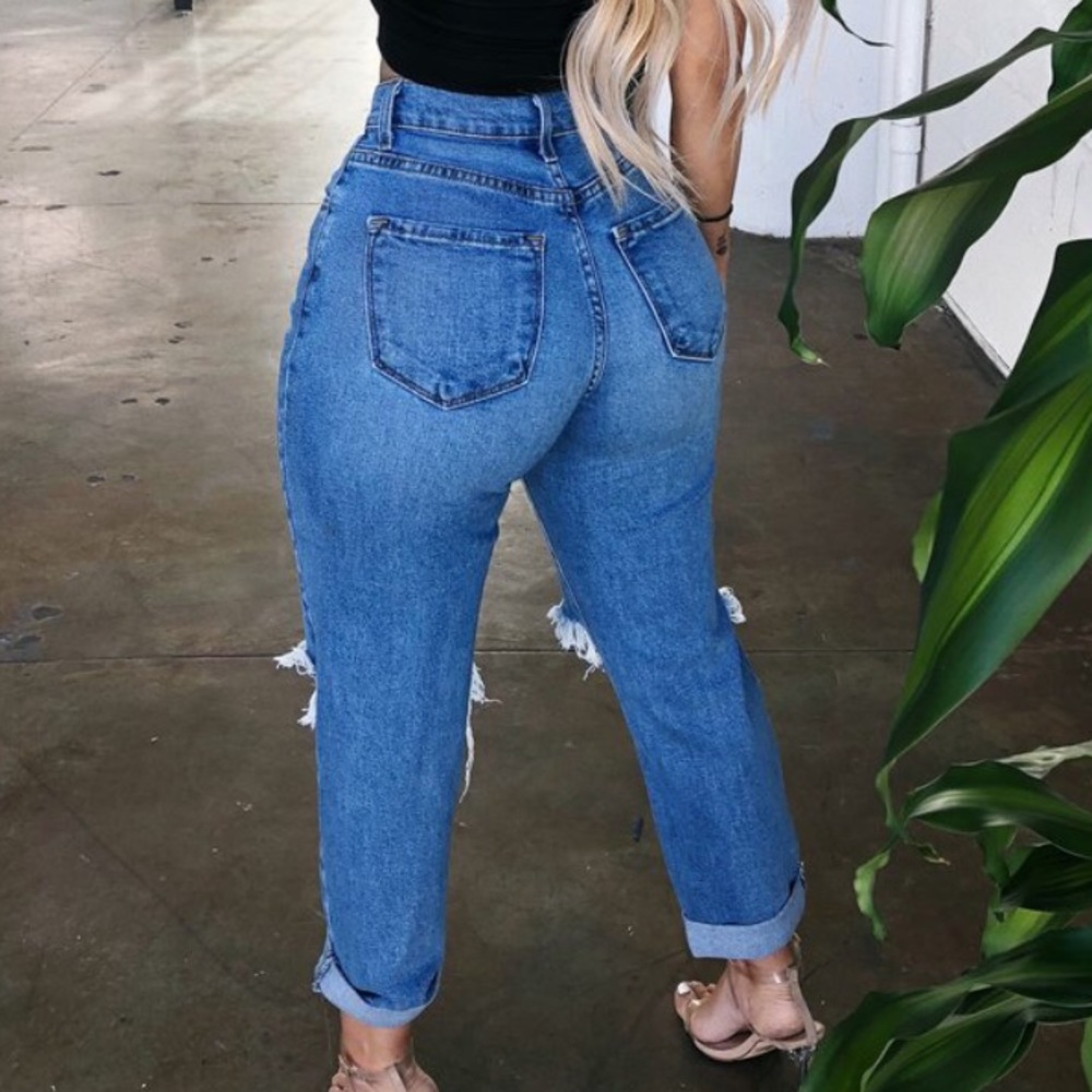. OOTDFASH Steven High Waist Distressed Denim Jeans - Picture 12 of 16